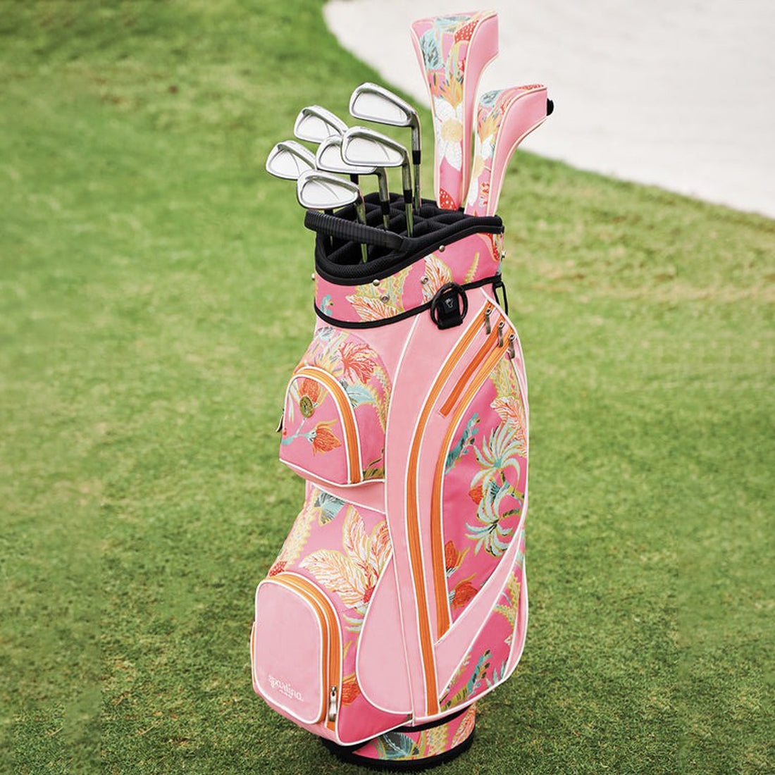 Golf Cart Bag Queenie Tropical Floral Pink