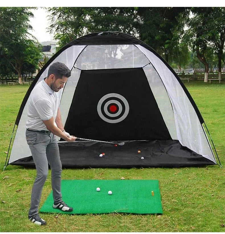 Indoor Golf Practice Net Tent with Hitting Mat, 2M